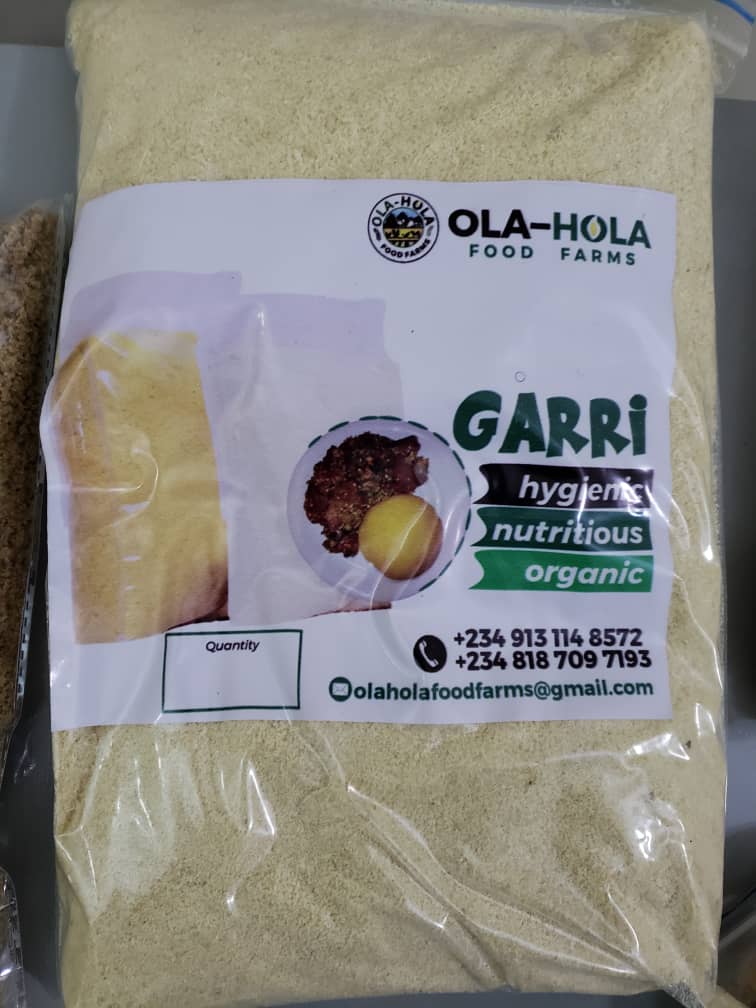 Ola-Hola Garri packages - hygienic, nutritious, organic