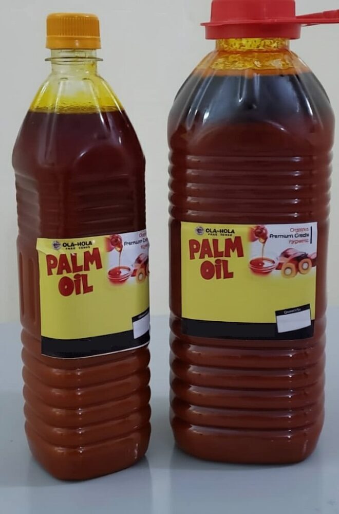 Bottle of red palm oil